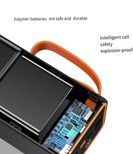 Повербанк JS-658 100000 mAh для роботи й подорожей, зовнішній акумулятор з LED-ліхтариком