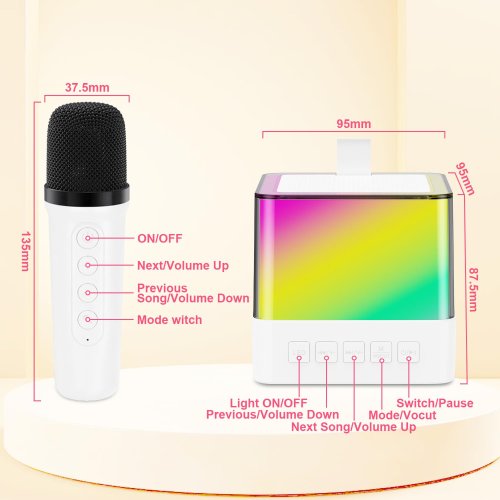 Дитяче міні-караоке K18 з RGB-підсвіткою: Bluetooth-колонка + 2 мікрофони