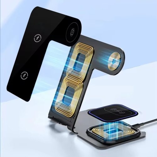 Бездротова зарядна станція 3-в-1 15 Вт: магнітна підставка для телефону, годинника й навушників