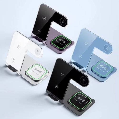 Бездротова зарядна станція 3-в-1 15 Вт: магнітна підставка для телефону, годинника й навушників