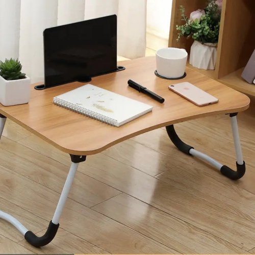 Портативний розкладний столик для ноутбука з протиковзкими ніжками та підсклянником