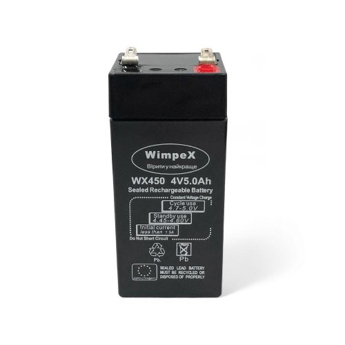 AGM акумулятор Wimpex WX 450 4V 5Ah (2023) герметичний свинцево-кислотний для ДБЖ/сигналізації/сонячних систем