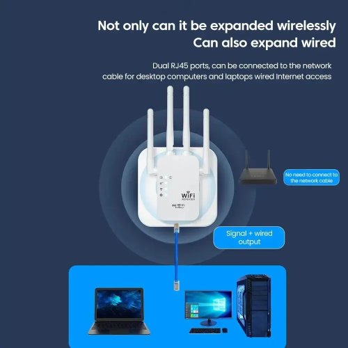 Wi‑Fi ретранслятор/підсилювач сигналу 300 Мбіт/с 2.4G, 6 антен (роутер)