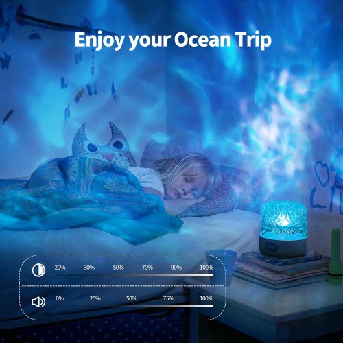 Проектор морських риб з колонкою для релаксу, настільний LED-світильник з пультом керування