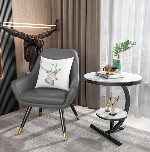 Двоярусний приставний С-подібний столик 64229 для дивана та ліжка