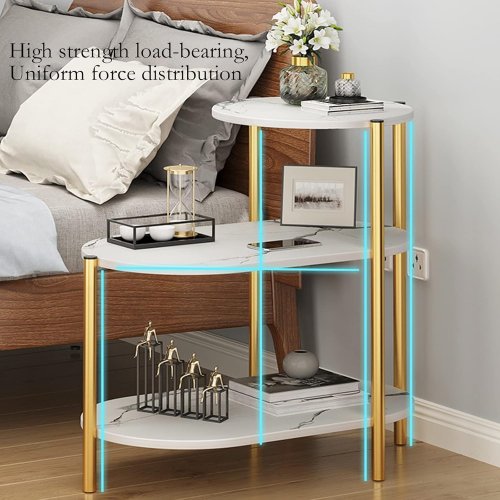 Трирівневий журнальний/приставний столик 5497 з полицями для книг і аксесуарів