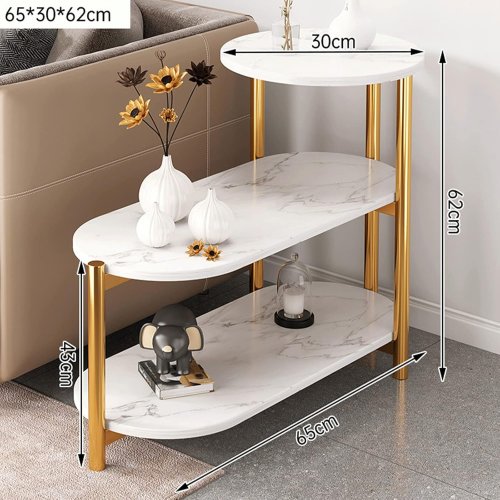 Трирівневий журнальний/приставний столик 5497 з полицями для книг і аксесуарів