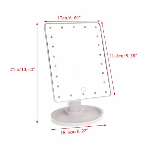 Квадратне настільне дзеркало для макіяжу з LED-підсвіткою та сенсорним керуванням Smart Touch