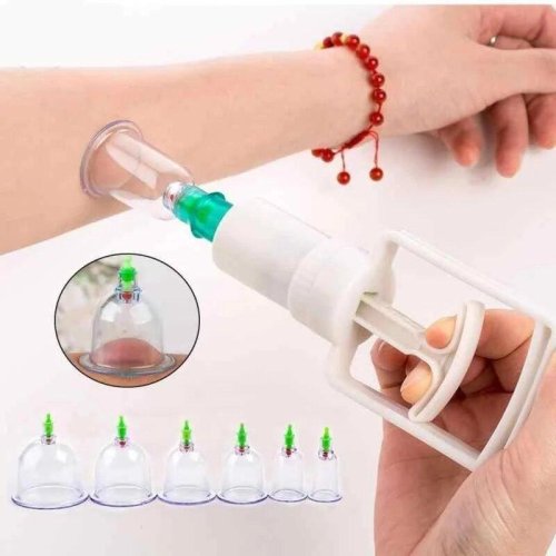 Набір вакуумних банок для масажу тіла з насосом, 12 шт.