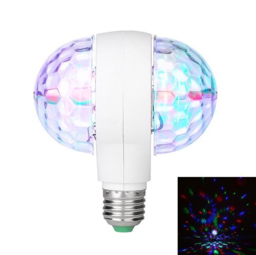 Обертова RGB LED диско-лампа з патроном, диско-куля для вечірок