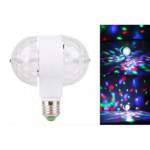 Обертова RGB LED диско-лампа з патроном, диско-куля для вечірок