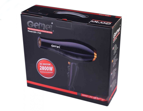 Професійний фен для волосся Gemei GM-1765 — 2800 Вт, потужний потік повітря