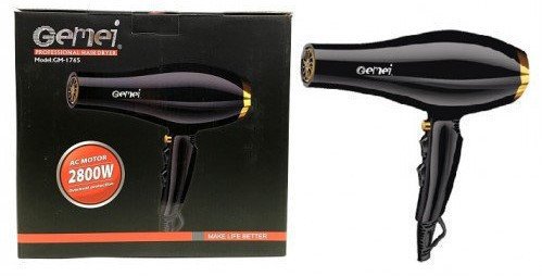 Професійний фен для волосся Gemei GM-1765 — 2800 Вт, потужний потік повітря