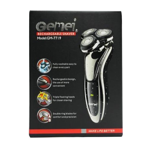 Акумуляторна електробритва Gemei GM-7719, бездротова, для сухого гоління