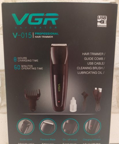 Професійна акумуляторна машинка для стрижки VGR V-015 з USB-зарядкою