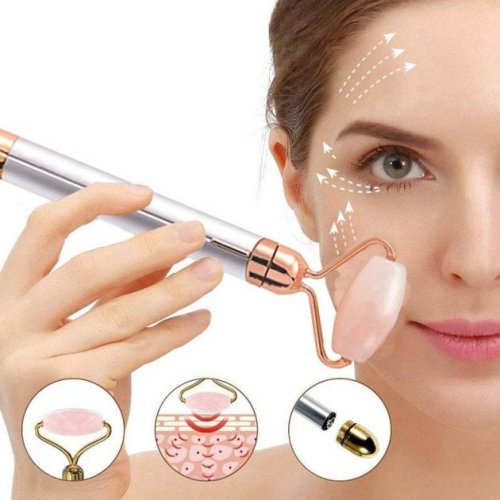 Електричний кварцовий вібромасажер-ролик для обличчя Flawless Contour з насадками