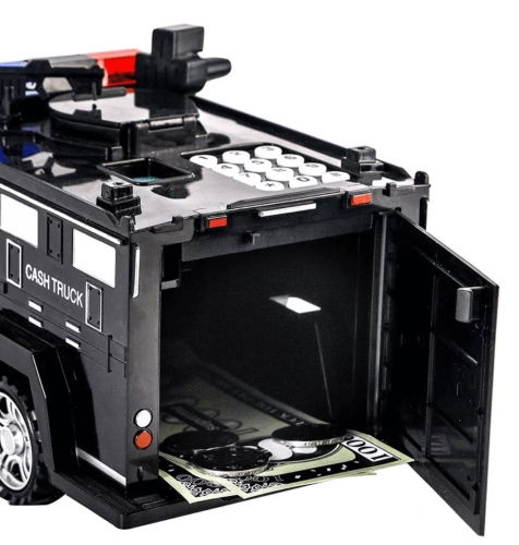 Дитячий сейф-скарбничка поліцейська машина CASH TRUCK з кодовим замком і відбитком пальця