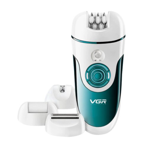 Бездротовий епілятор VGR V-700 з підсвіткою, 4 змінні насадки, USB-зарядка