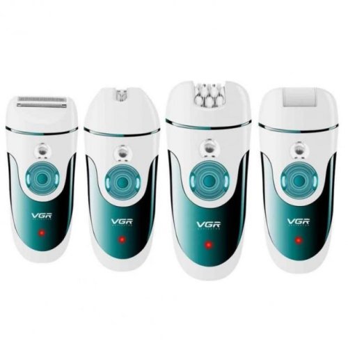Бездротовий епілятор VGR V-700 з підсвіткою, 4 змінні насадки, USB-зарядка