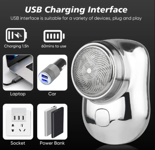 Портативна електробритва-брелок для сухого гоління, бездротова акумуляторна, USB-зарядка