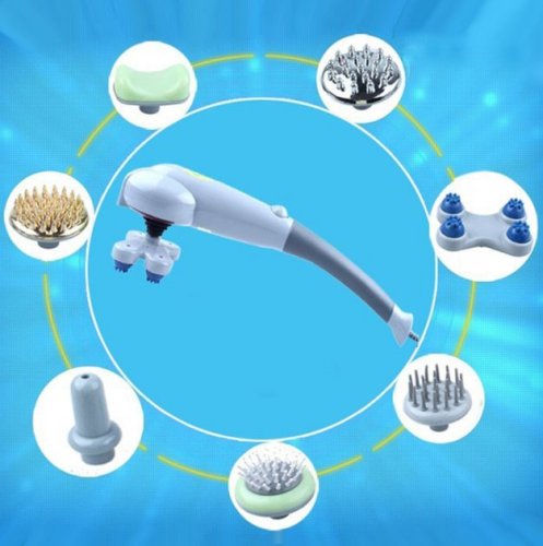 Універсальний ручний вібромасажер для тіла Maxtop Magic Massager 8в1 з ІЧ та насадками