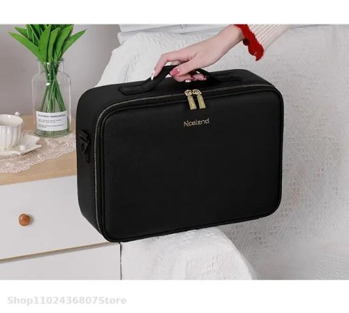 Дорожня косметичка-органайзер із дзеркалом та LED-підсвіткою — портативний бʼюті-кейс для косметики