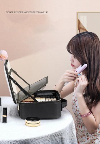 Дорожня косметичка-органайзер із дзеркалом та LED-підсвіткою — портативний бʼюті-кейс для косметики