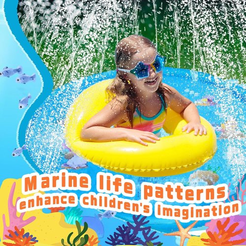 Дитячий водний килимок-фонтан 100 см «Блакитний дельфін» • надувний басейн з розбризкувачем для дачі