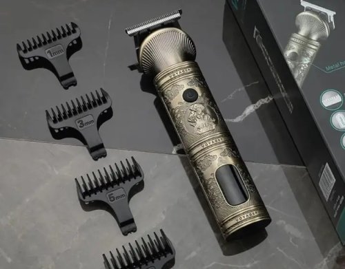 Набір-тример VGR V-106 для волосся і бороди 6-в-1, 14 насадок, LED, акумуляторний