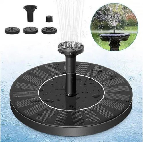 Сонячний фонтан-насос для саду та водойми: 6 насадок, еко-декор для ділянки