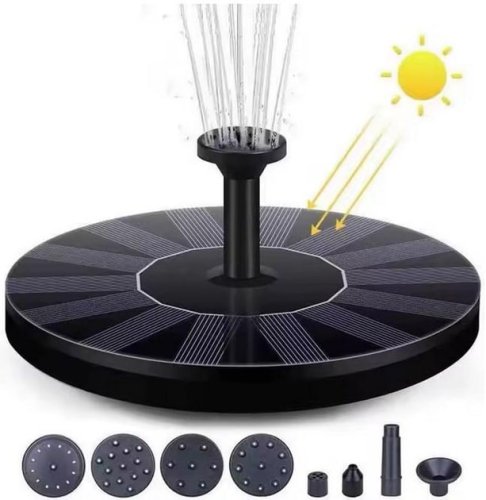 Сонячний фонтан-насос для саду та водойми: 6 насадок, еко-декор для ділянки