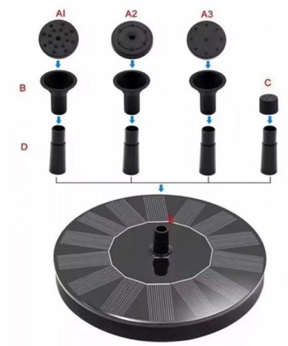 Сонячний фонтан-насос для саду та водойми: 6 насадок, еко-декор для ділянки