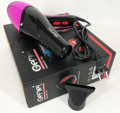 Фен для волосся GEMEI GM-1766 2.6 кВт AC — потужний професійний сушарка для укладки