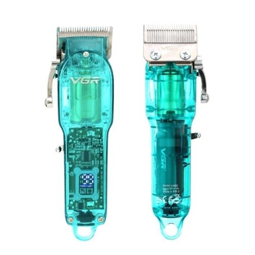 Акумуляторна машинка для стрижки VGR V-660 Professional Clipper Transparent Green
