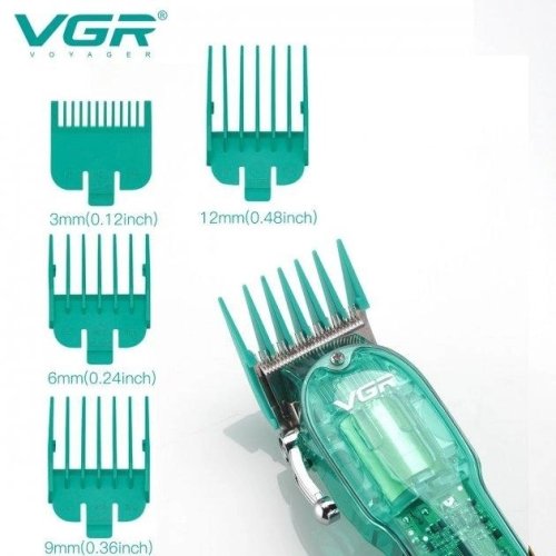 Акумуляторна машинка для стрижки VGR V-660 Professional Clipper Transparent Green