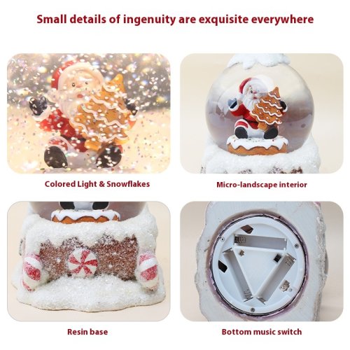 Декоративна водяна куля з музикою на заводному механізмі «Санта на санях»