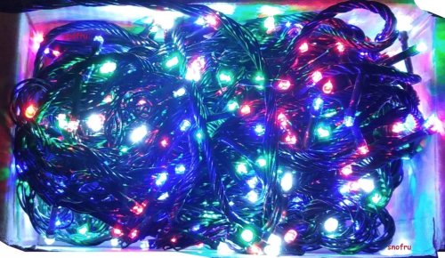 Гірлянда-нитка «кульки» 300 LED тепле світло, флеш 100+10, чорний дріт