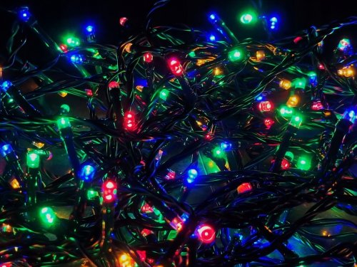 Гірлянда-нитка «кульки» 300 LED тепле світло, флеш 100+10, чорний дріт