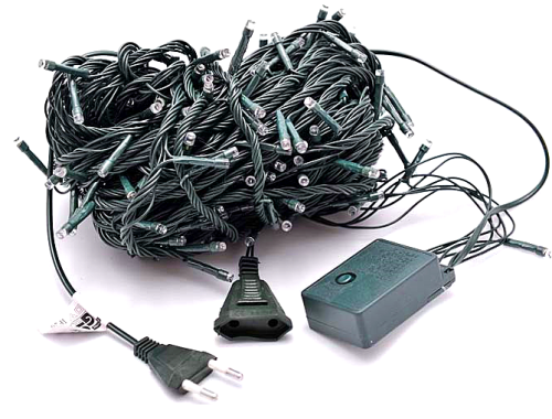 Гірлянда-нитка «кульки» 300 LED тепле світло, флеш 100+10, чорний дріт