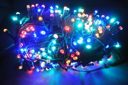 Гірлянда-нитка «кульки» 300 LED тепле світло, флеш 100+10, чорний дріт