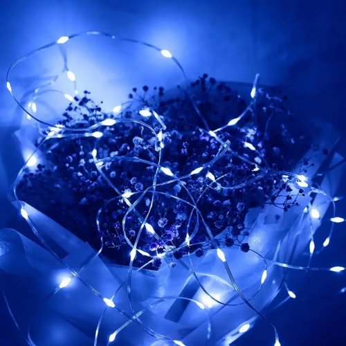 Гірлянда LED 500, прозорий провід, синє світло, 450+25+4501+25 м, XL-53-5