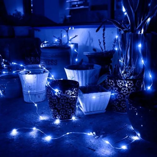 Гірлянда LED 500, прозорий провід, синє світло, 450+25+4501+25 м, XL-53-5