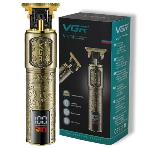 Тример VGR V-073 акумуляторний для бороди й волосся, USB-зарядка, 4 насадки