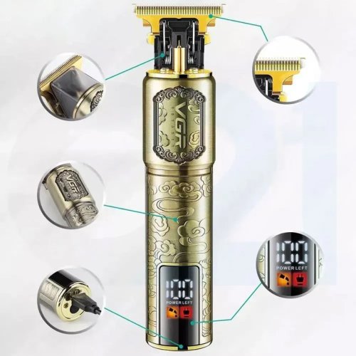 Тример VGR V-073 акумуляторний для бороди й волосся, USB-зарядка, 4 насадки