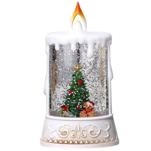 Новорічний музичний нічник-світильник «Свічка зі сніговиком» SH2826