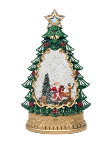 Сніжна ялинка SH1616 з Дідом Морозом і подарунками, LED підсвітка, автопіддув