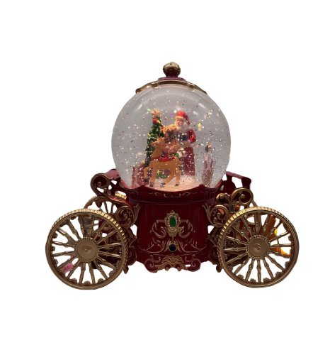 Новорічний ліхтар-карета SH2501: сніжна куля з автоподувом, LED підсвіткою та музикою
