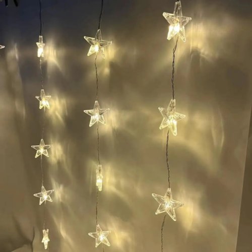 Світлодіодна гірлянда-штора «Зірки» 3×3 м, USB-живлення, тепле світло