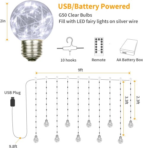 Світлодіодна гірлянда-штора RD-071 «кулька в кульці», тепле біле світло