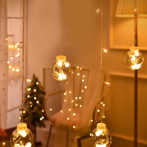 Світлодіодна гірлянда-штора RD-071 «кулька в кульці», тепле біле світло